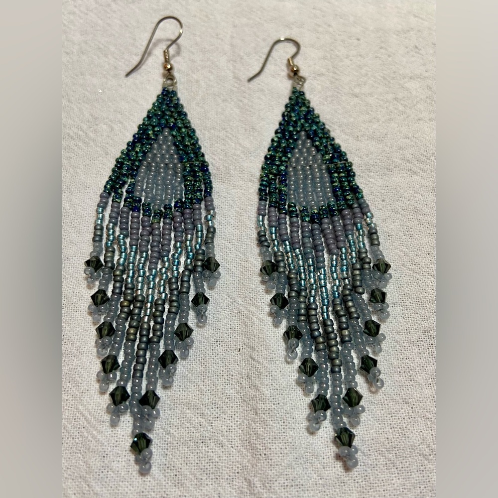 Stormy Seas Teardrop Beaded Earrings